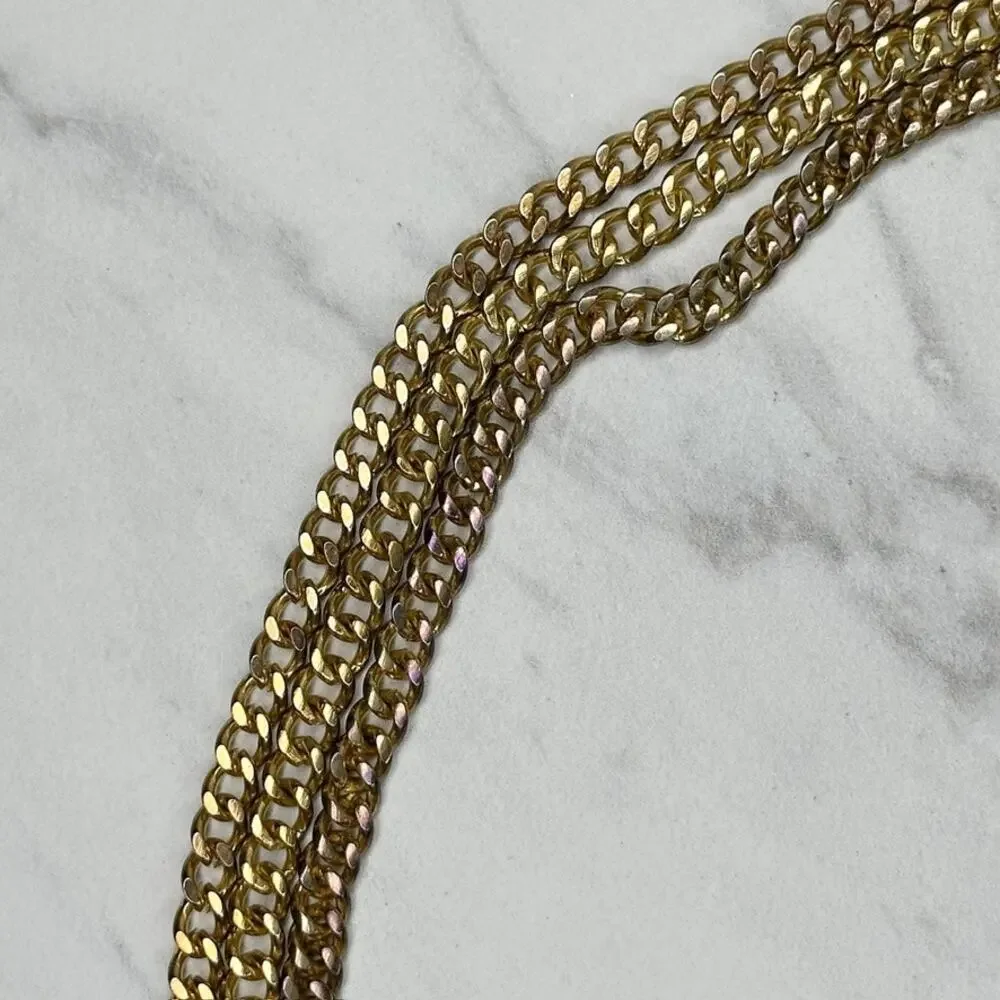 Rhinestone Heart Charm Toggle Gold Chain Belt Large (L/XL) Y2K Statement ✨